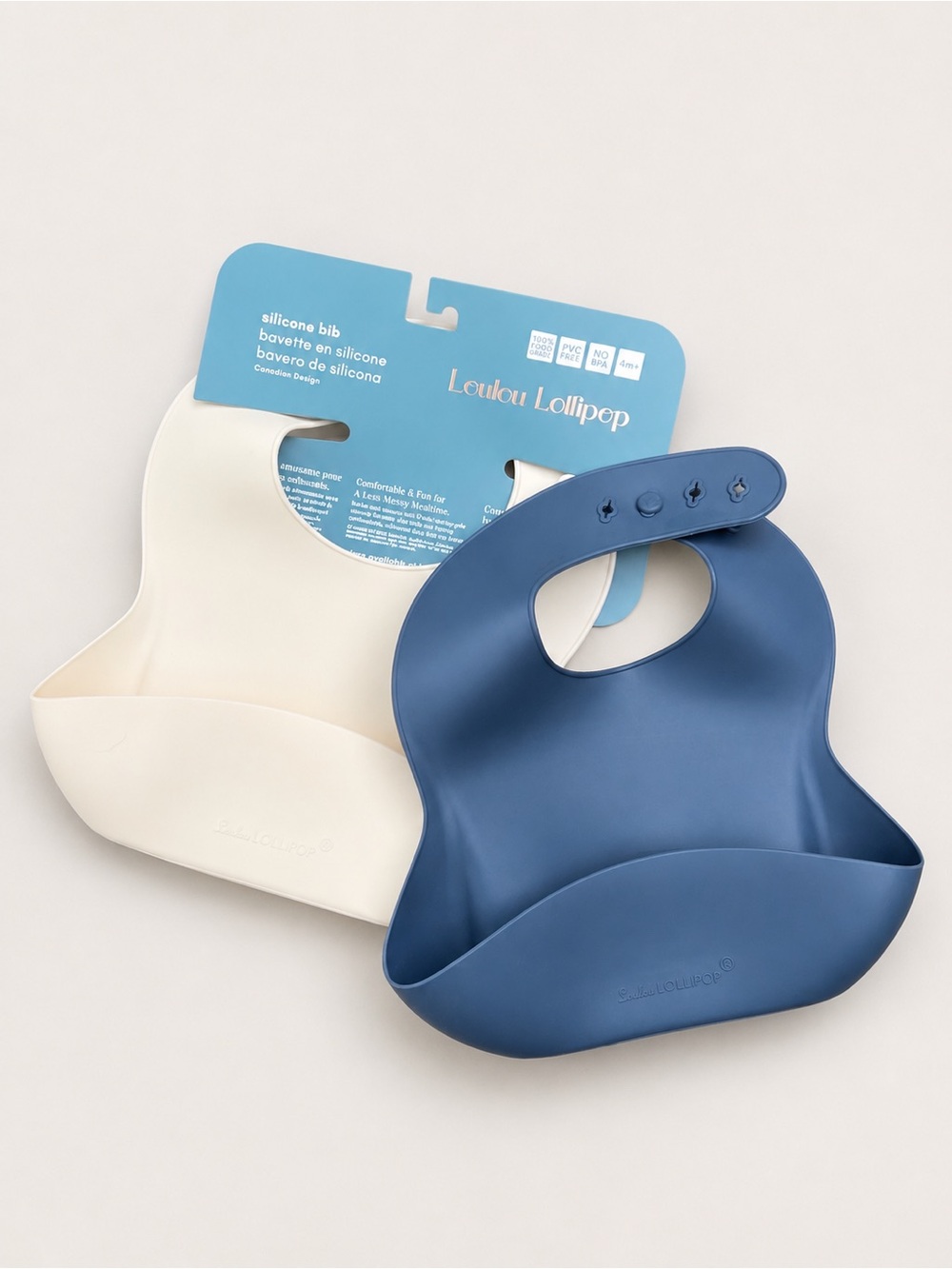 Loulou Lollipop Silicone Baby Bib Set Blue Coconut Milk NWT